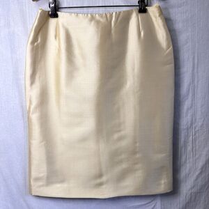 Rena Lange Women's Light Beige Straight Knee Length Silk Skirt Sz 8 Germany